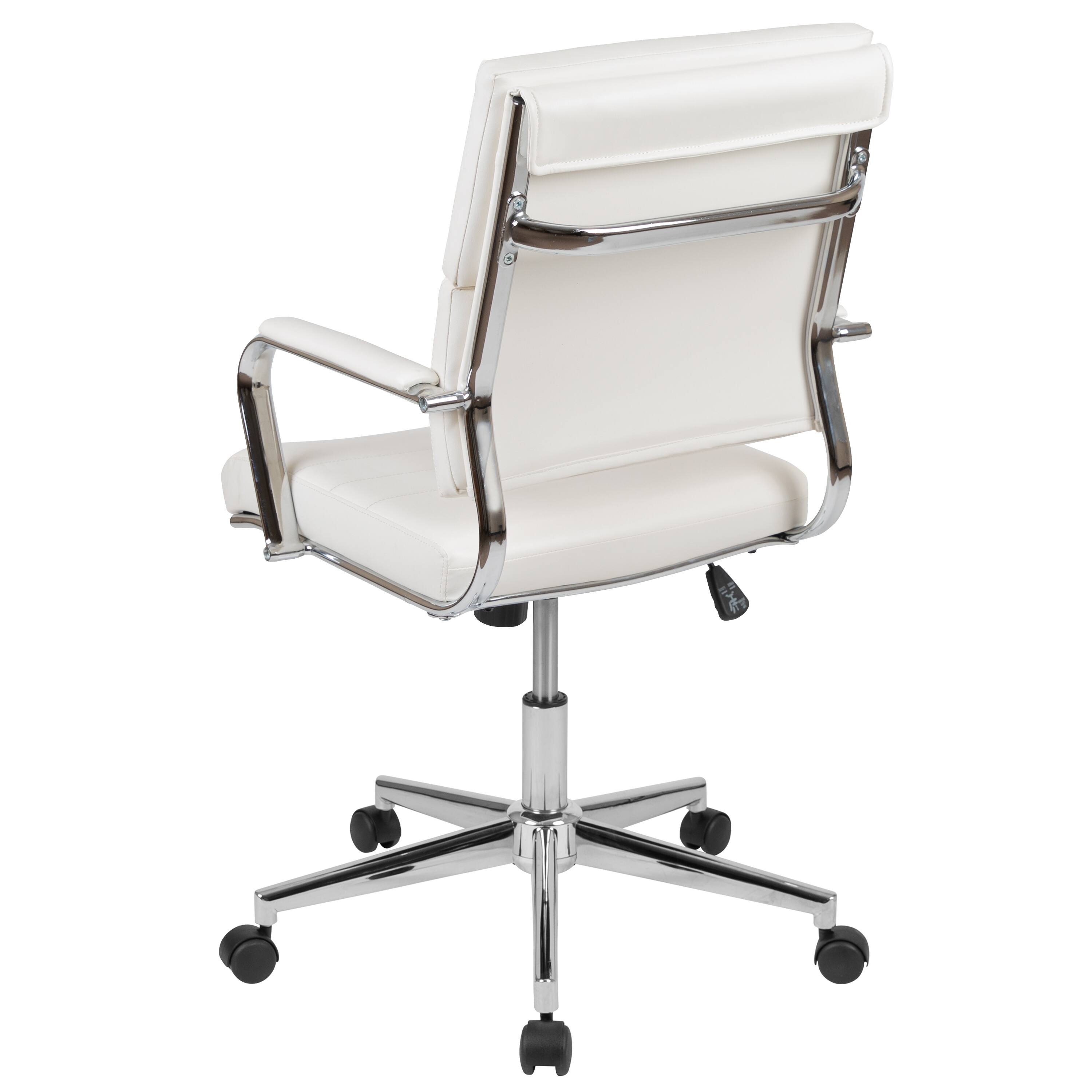 Alt View 5. Emma + Oliver - Mid-Back LeatherSoft Contemporary Panel Executive Swivel Office Chair - White.