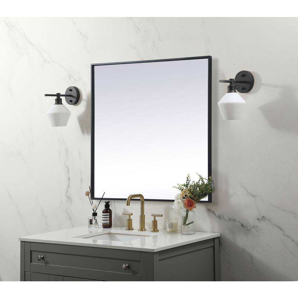 Alt View 4. Elegant Decor - Metal Frame Square Mirror 30 inch in Black - Black.