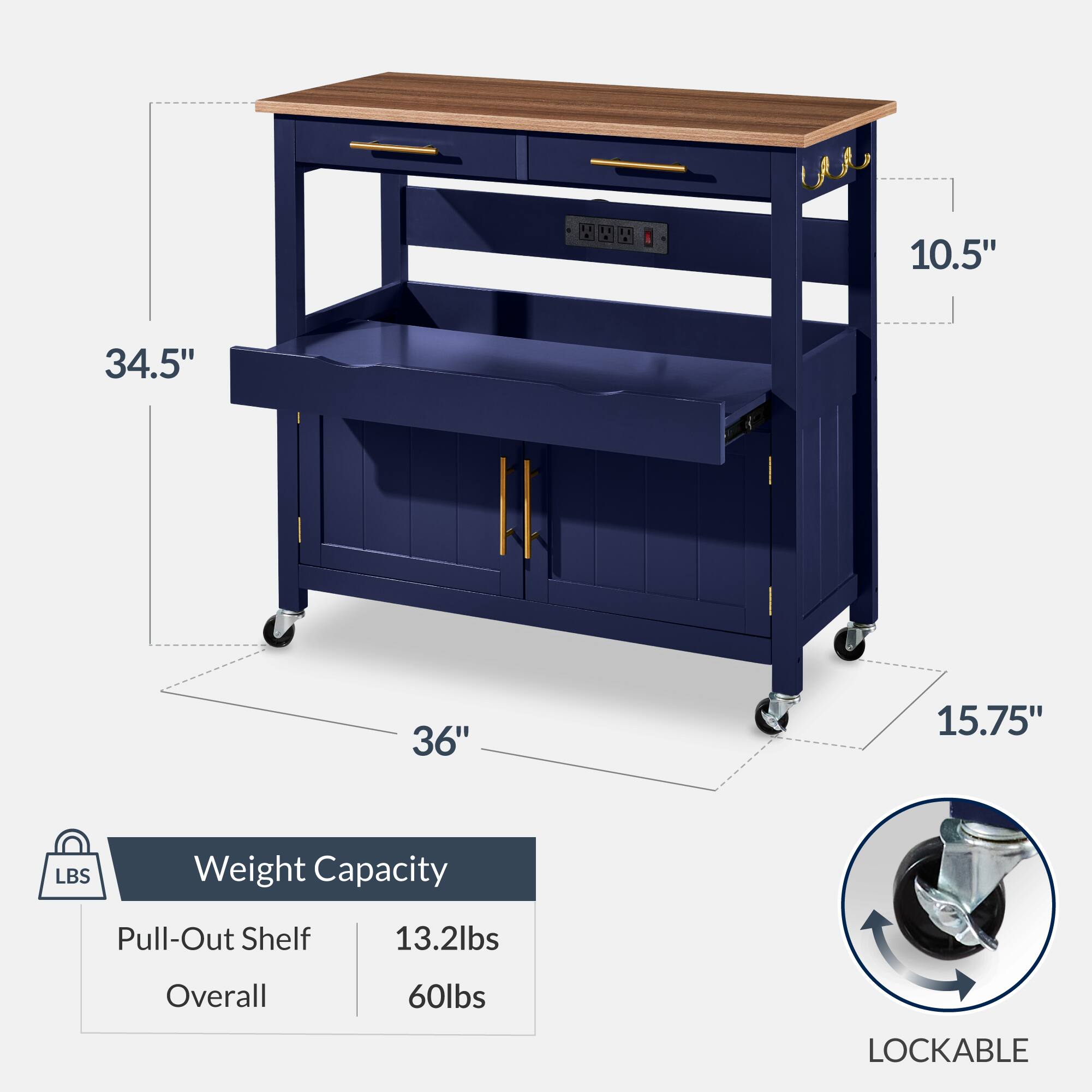 K H I 10.5" 34.5" 36" 15.75" LBS Weight Capacity Pull-Out Shelf 13.2lbs Overall 60lbs LOCKABLE
