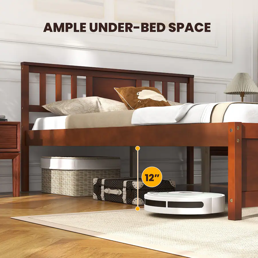 Gymax Full Size Bed Frame w/ Headboard Wood Slat Support No Box Spring ...