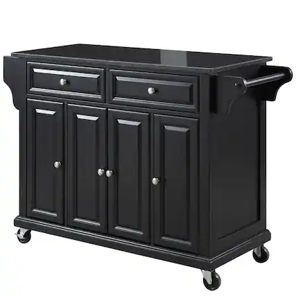 Front. Crosley Furniture - Full Size Granite Top Kitchen Cart - Black.