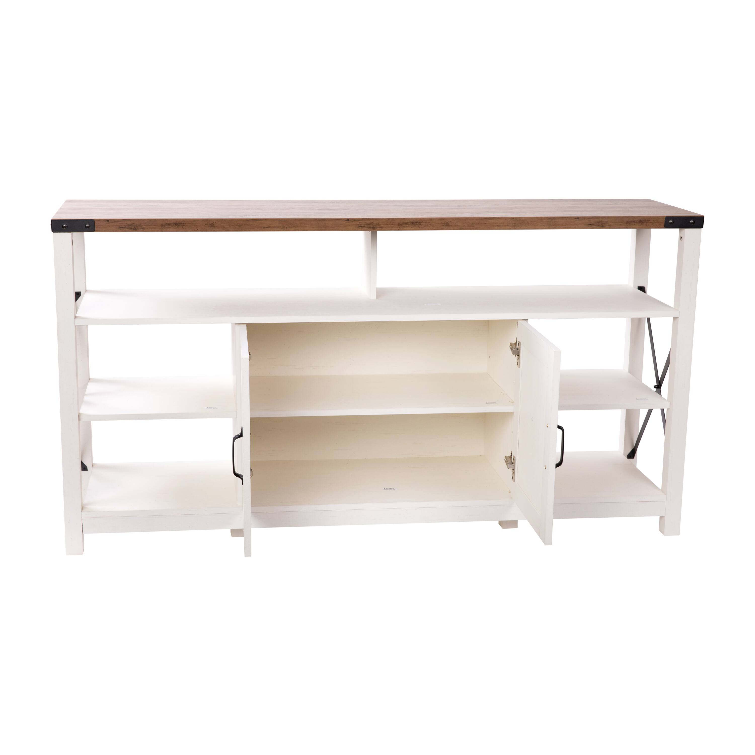 Alt View 10. Emma + Oliver - Marella Modern Rustic Farmhouse Media Console Cabinet with Spacious Open and Closed Storage - White.