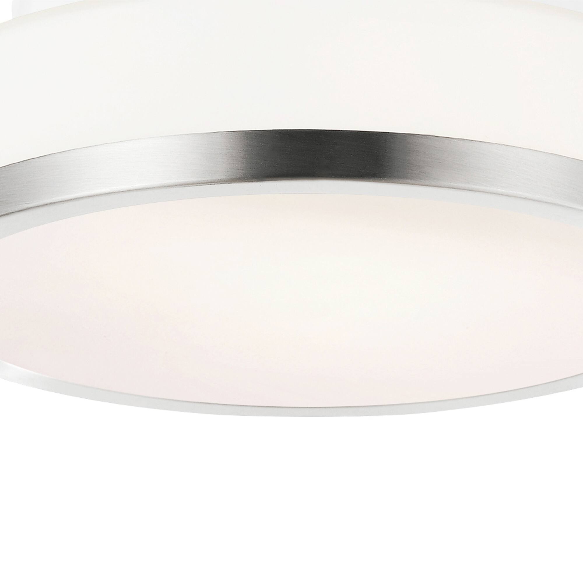 Back. CWI Lighting - Frosted 1 Light Drum Shade Flush Mount With Satin Nickel Finish - Satin Nickel.