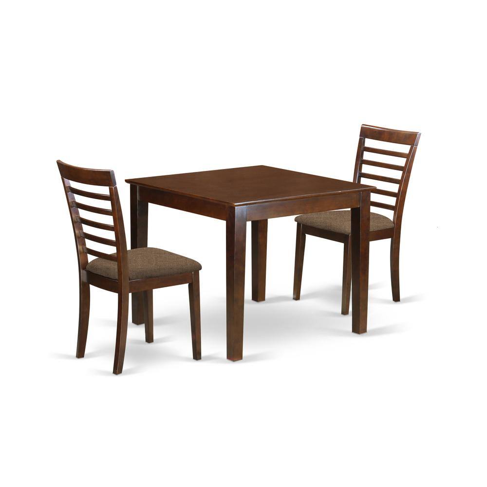 Back. East West Furniture - OXML3-MAH-C 3 Pc Dinette Table set with a Dining Table and 2 Dining Chairs in Mahogany - Mahogany.