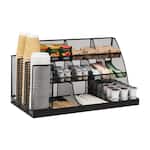 Mind Reader - Cup and Condiment Station, Countertop Org, Coffee Bar, Kitchen, Metal Mesh, 23.75"L x 11.5"W x 12.5"H - Black