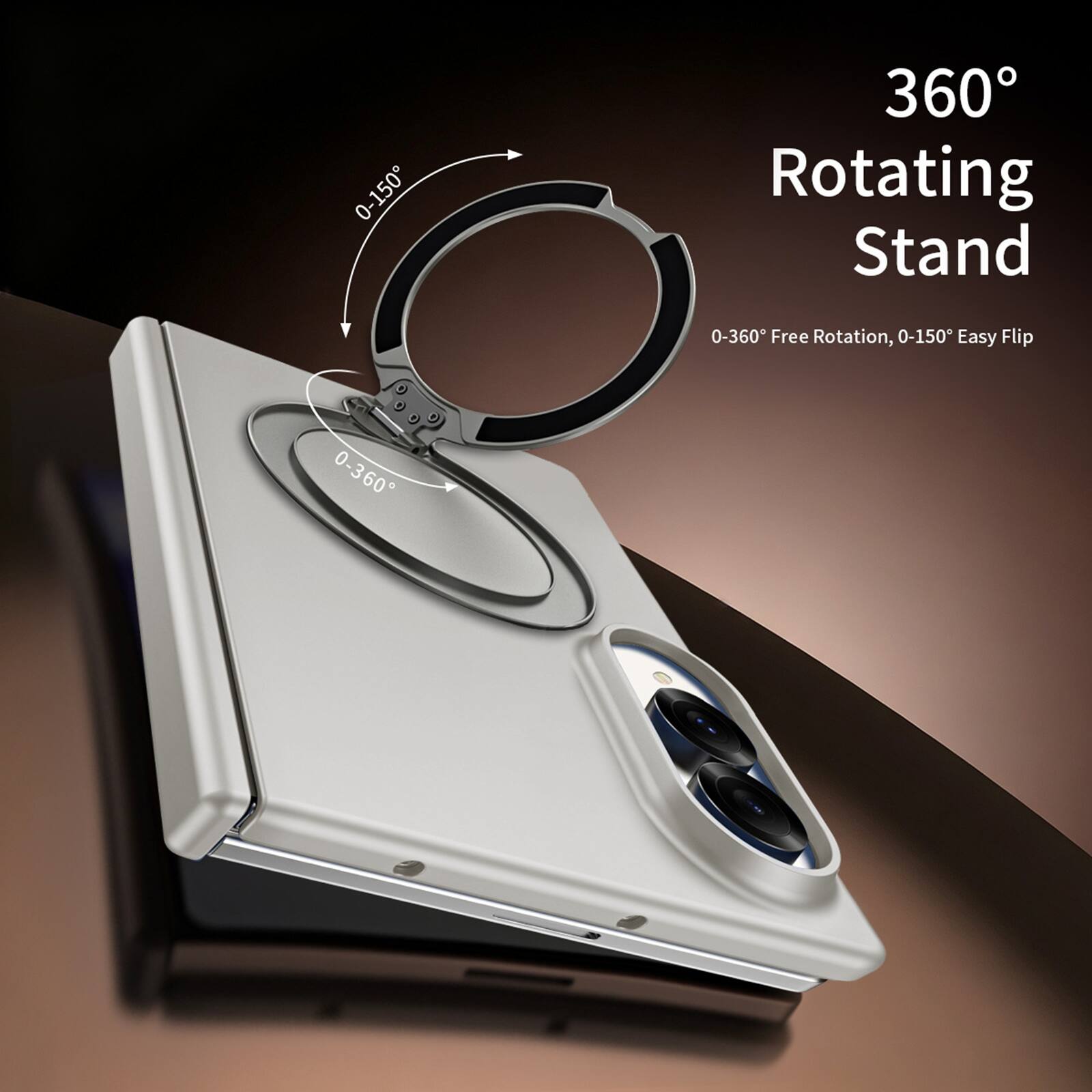 360° Rotating Stand  
0-360° Free Rotation, 0-150° Easy Flip