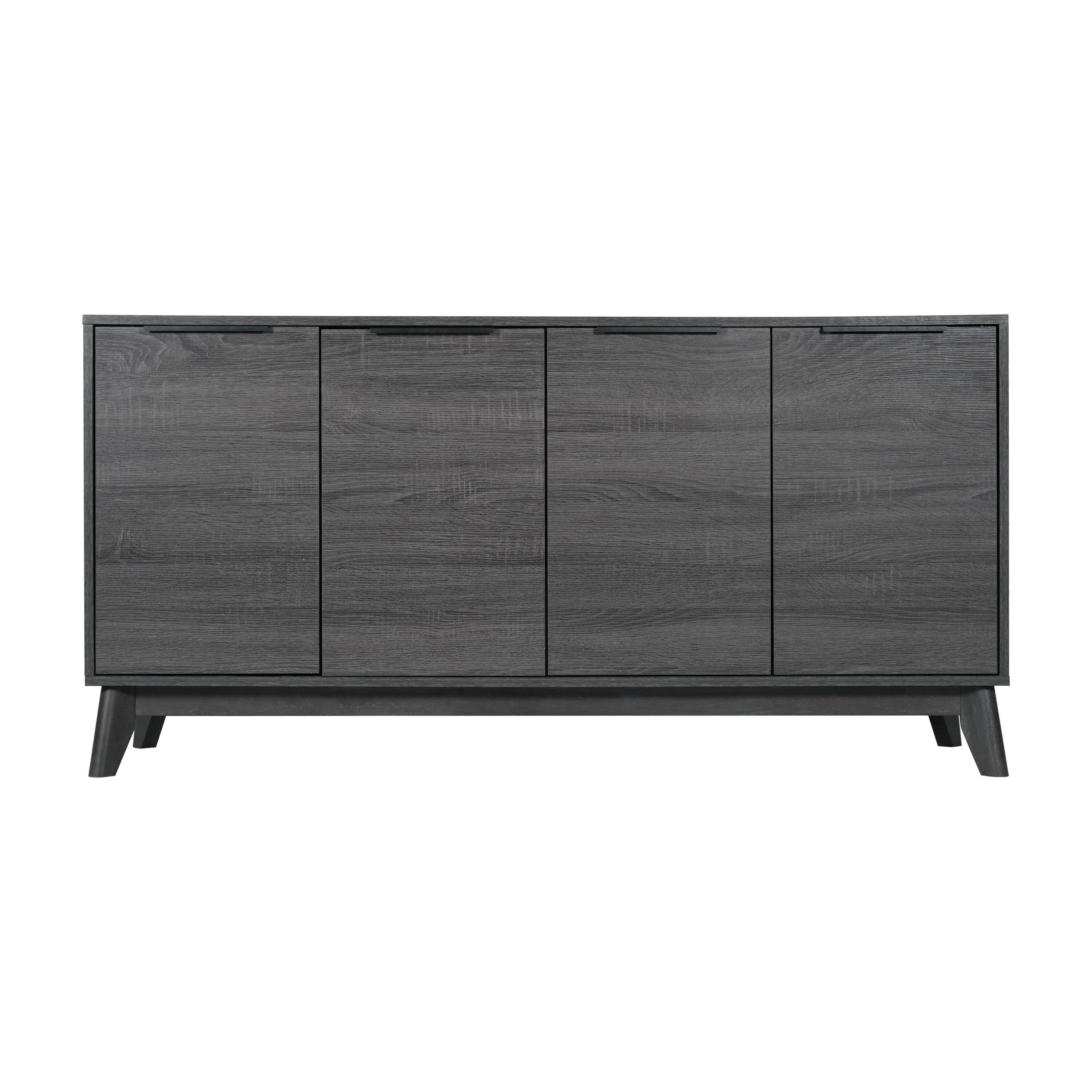Angle. Flash Furniture - Hatfield Mid-Century Modern 60 Inch 4 Door Storage Buffet Sideboard, 4 Soft Close Doors, Adjustable Shelves, TV Stand fo - Black.