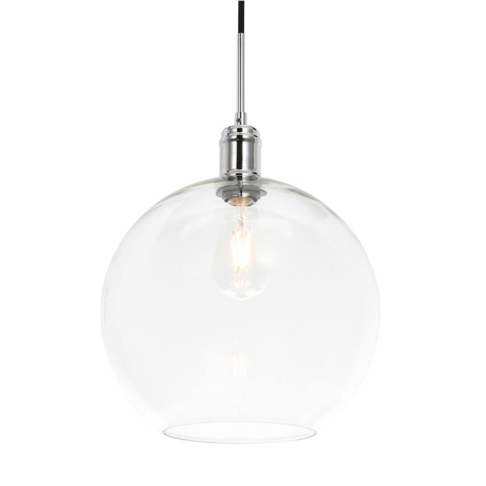 Alt View 2. Living District - Emett 1 light Chrome and Clear glass pendant - Chrome And Clear Glass.