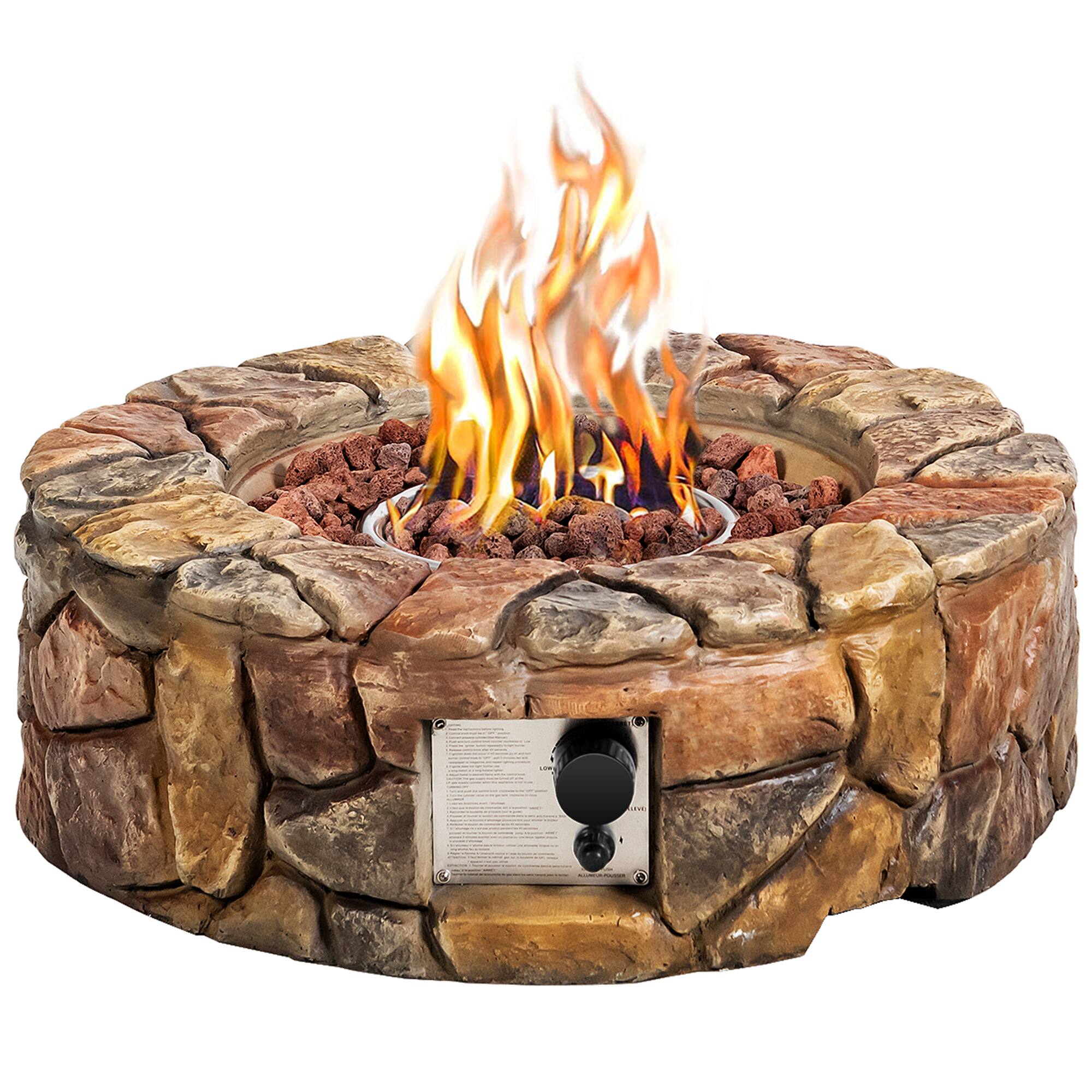 Alt View 3. Gymax - Gymax 28-inch Stone Gas Fire Pit 40,000 BTU Propane Patio Yard w/ Lava Rocks - as pic.