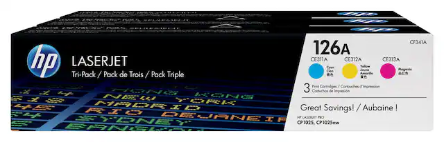 Front. HP - 126A 3-Pack High-Yield Toner Cartridges - Cyan/Magenta/Yellow.