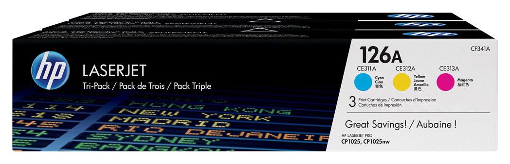 Front. HP - 126A 3-Pack High-Yield Toner Cartridges - Cyan/Magenta/Yellow.