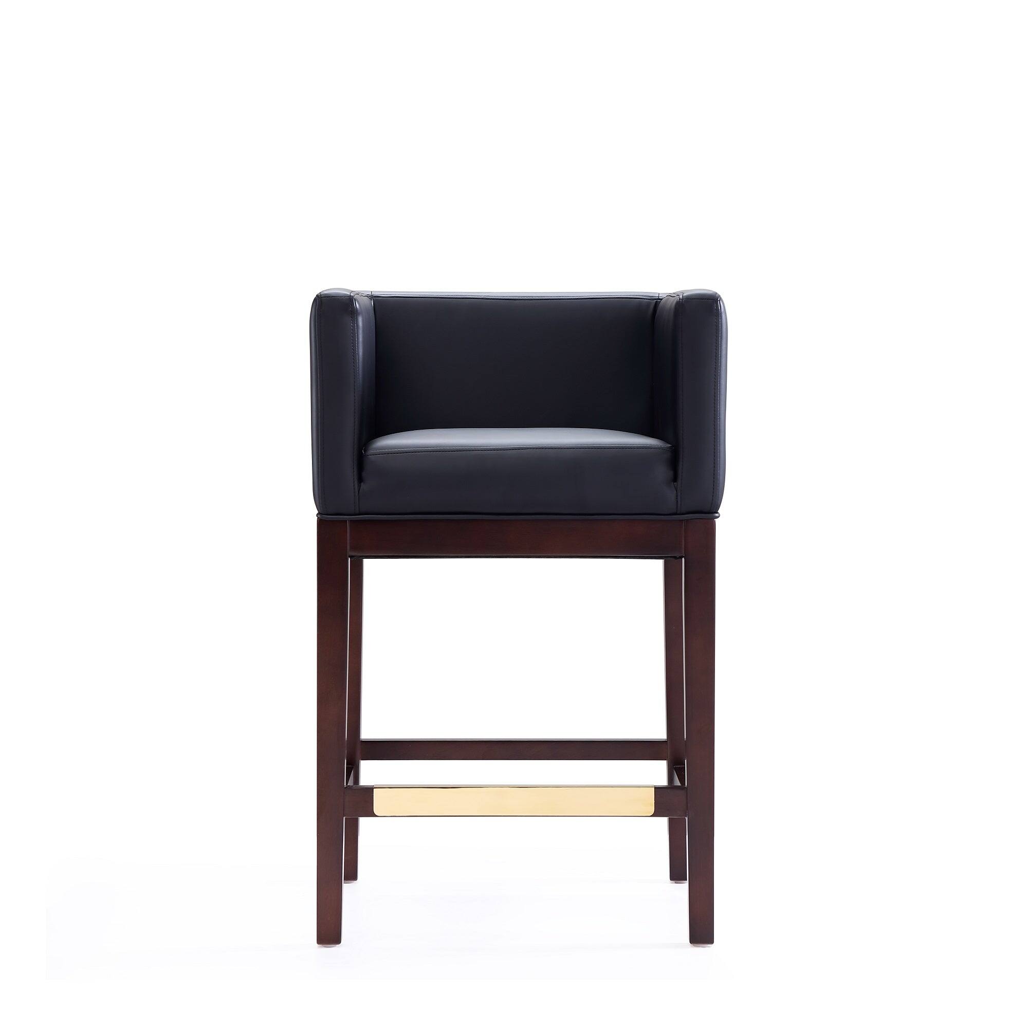 Alt View 1. Manhattan Comfort - Kingsley Mid-Century Modern Wood Upholstered Counter Stool - Set of 2 - Black.