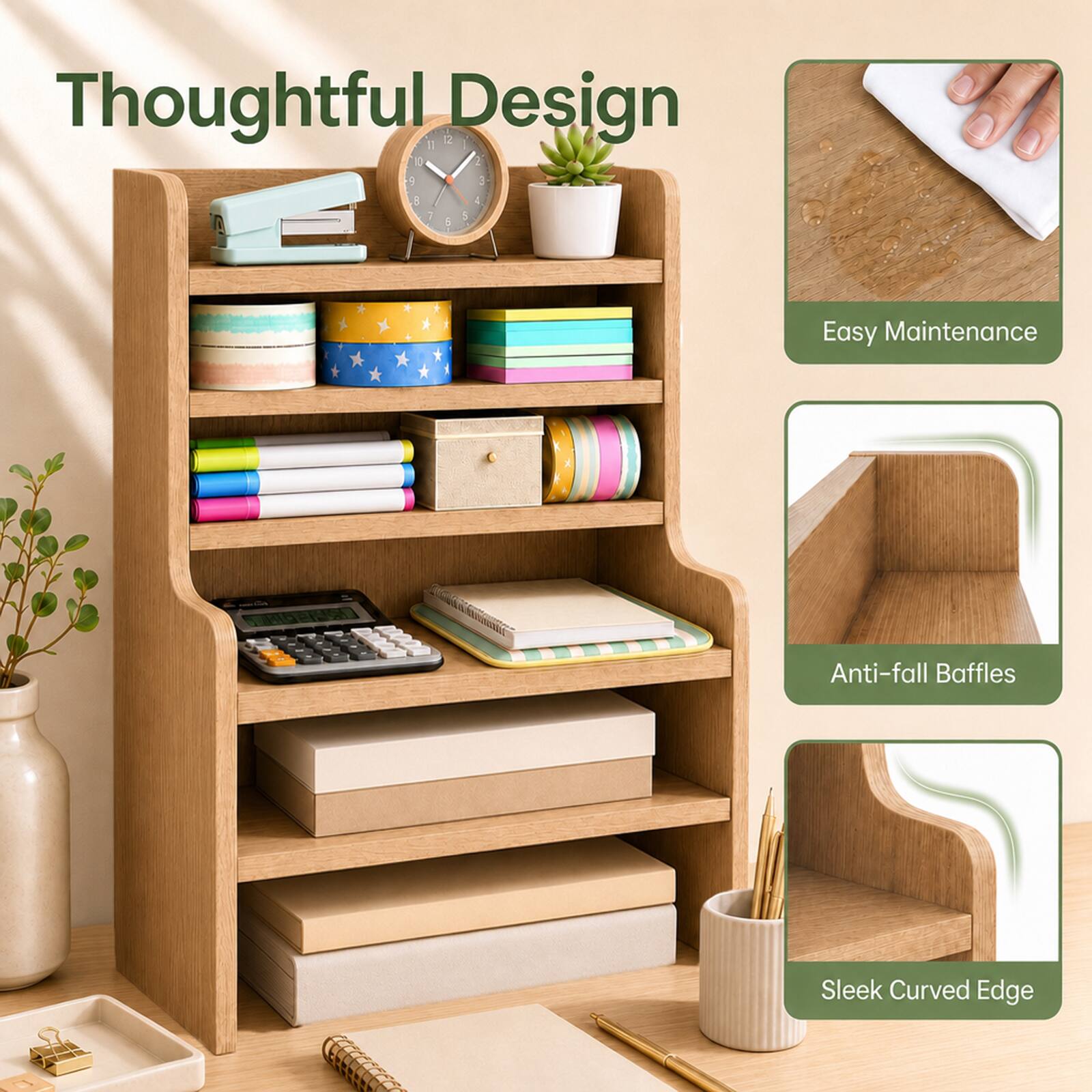 Thoughtful Design

- Easy Maintenance
- Anti-fall Baffles
- Sleek Curved Edge