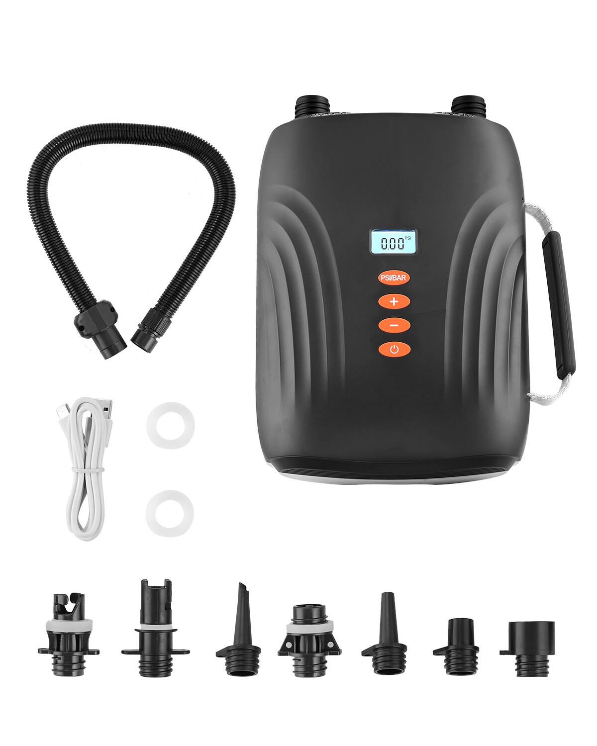 VEVOR - 20PSI Paddle Board Pump, Rechargeable Battery-Powered, Dual Stage Inflation & Deflation SUP Air Pump - Brown + Gray