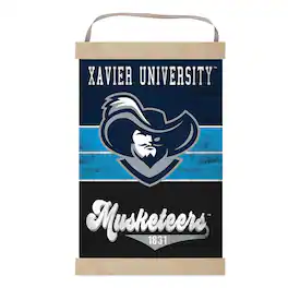Jardine - Xavier Musketeers Reversible Retro Logo Banner Sign - Navy
