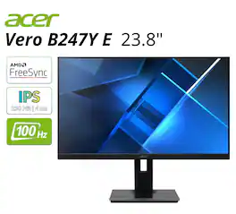 Acer - Refurbished Excellent - Vero B247Y EBMIPRZX 23.8" LCD Monitor 100Hz 1920x1080 FullHD IPS 4ms - Black