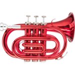 Front Zoom. Ravel - Pocket Trumpet - Red.