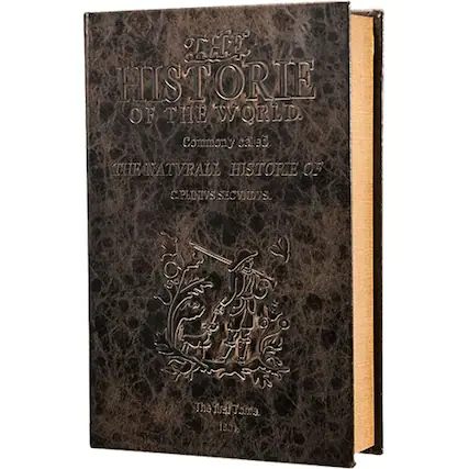 Front. Barska - Large Antique Book Lock Box with Key Lock , 8.75" x 2.75" x 13"- - Brown.