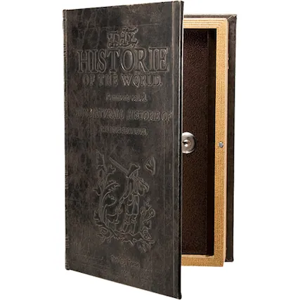 Front. Barska - Antique Book Lock Box with Key Lock - Brown.