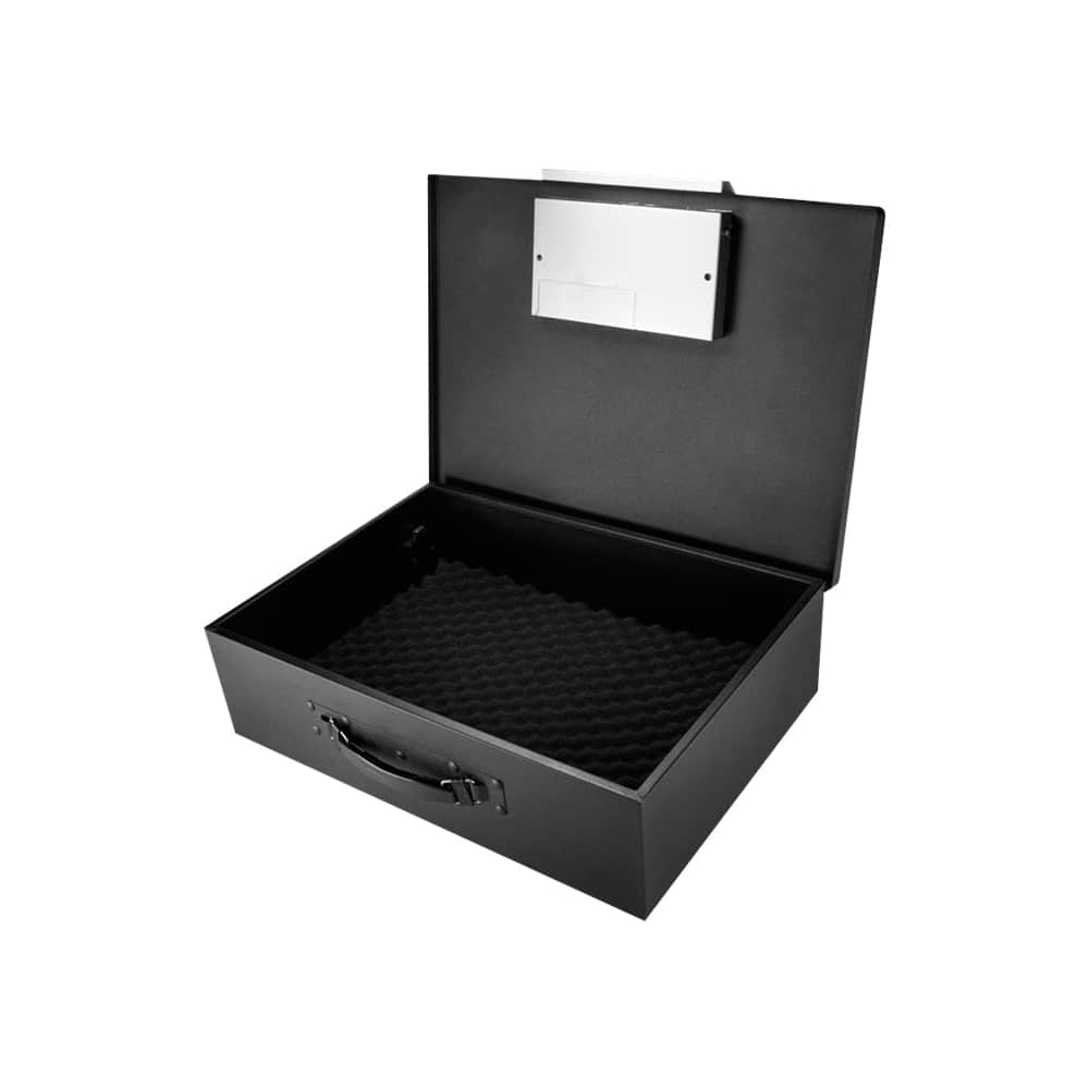 Angle. Barska - Portable Digital Keypad Lock Box-Secure Travel Safe for Valuables, Steel Construction, Removable Tethering Cable - Black.