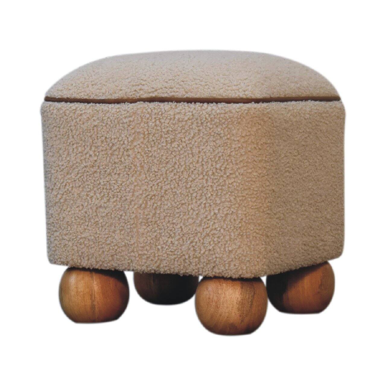 Back. Artisan Furniture - Artisan Furniture Serenity Footstool with Ball Feet, Beige and Brown - Brown.