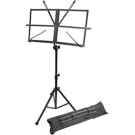 Rockjam - Portable Music Stand with Carrying Bag Folding Sheet Music Stand with Adjustable Height & Angle - Black