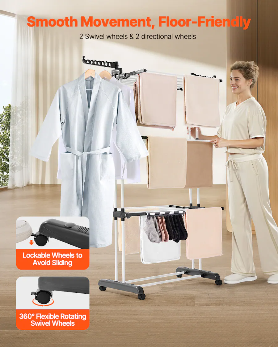 VEVOR Clothes Drying Rack, 4 Tier Foldable Laundry Dryer Rack, Metal ...