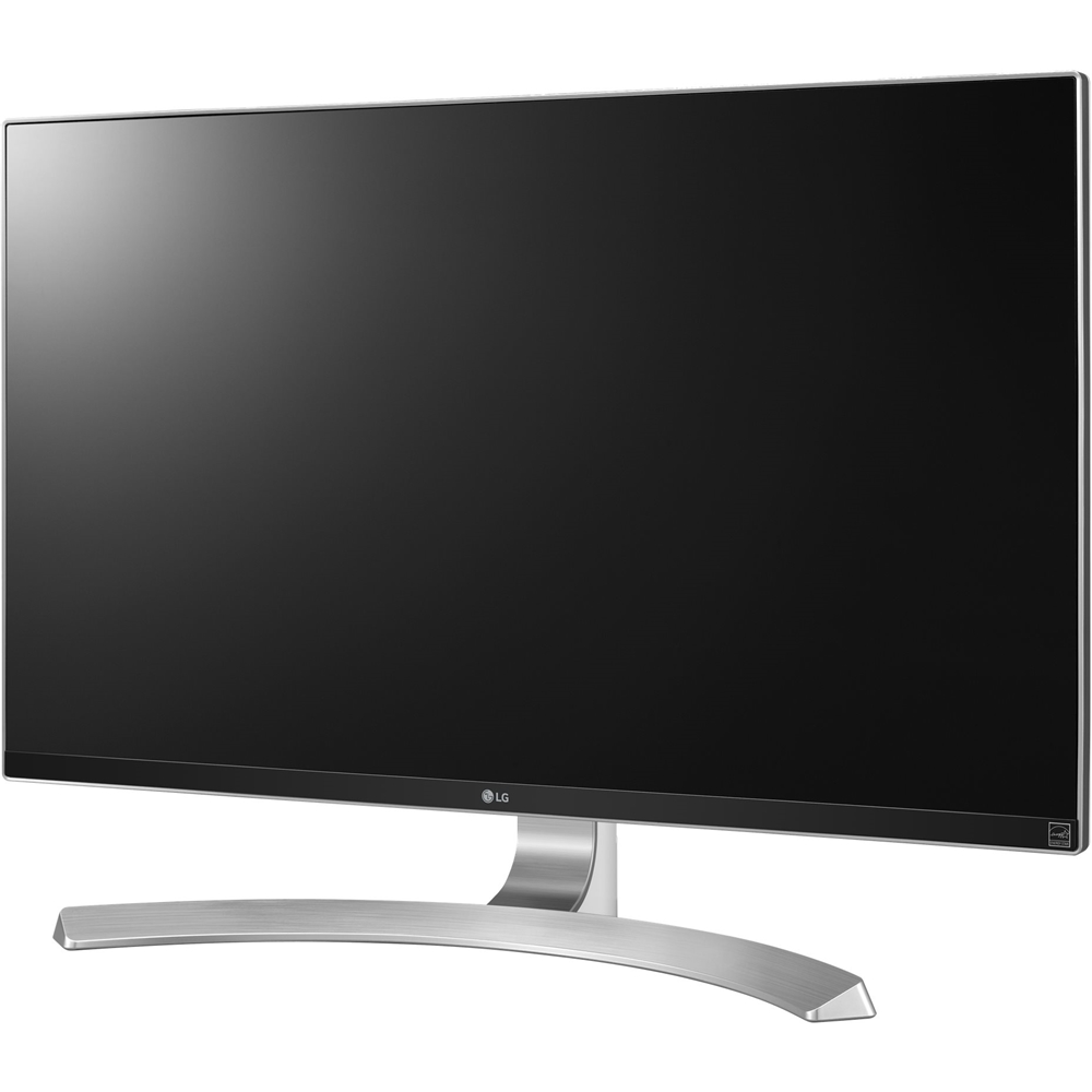 Left View: LG - 27" IPS LED 4K UHD FreeSync Monitor - Black, Silver, White