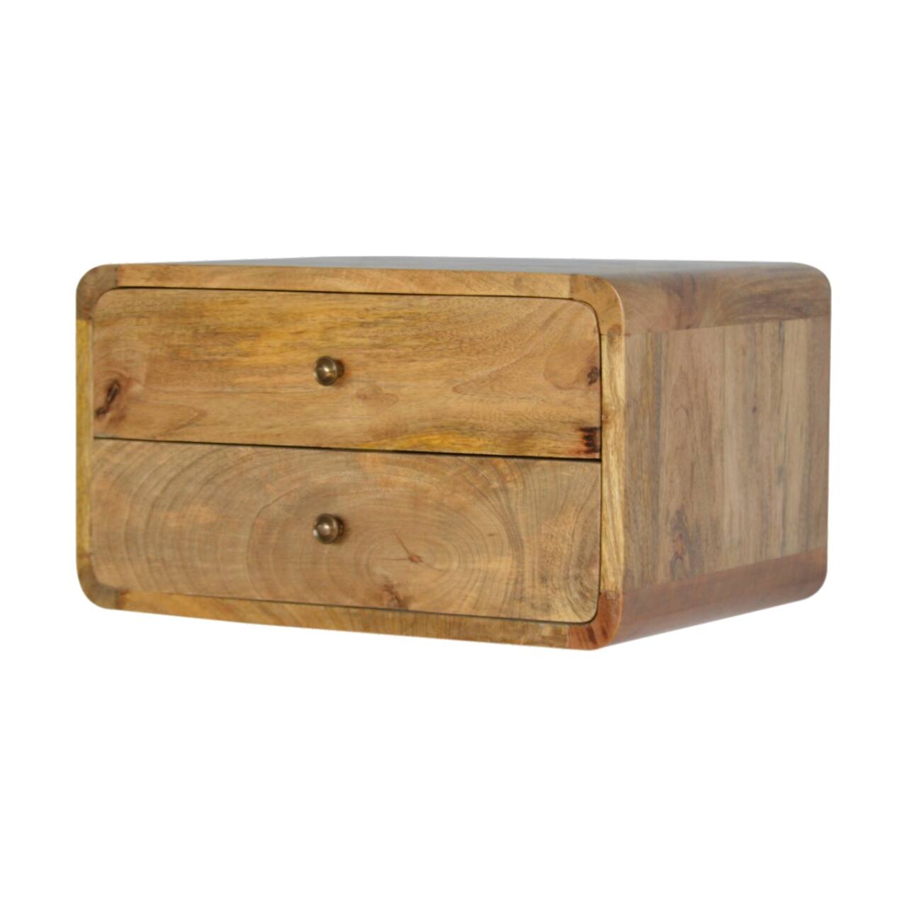 Left. Artisan Furniture - Artisan Furniture Solid Wood Oak-ish 2 Drawer Floating Nightstand, Brown - Oak.