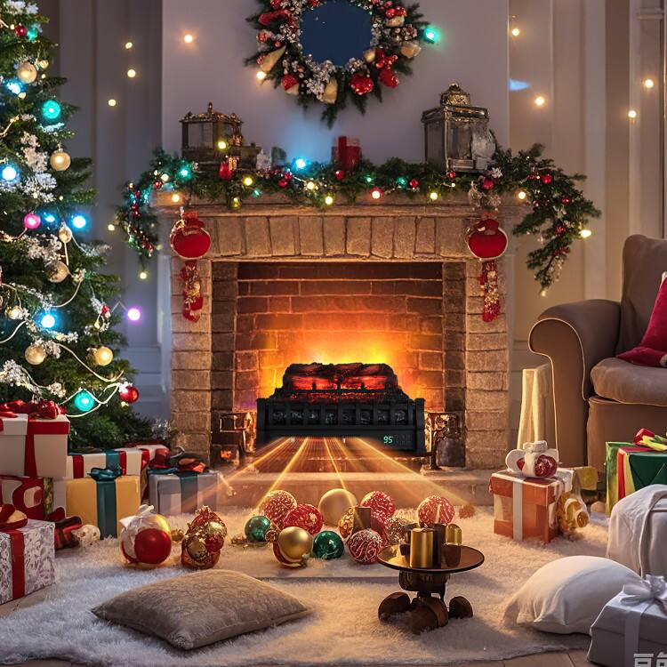 Angle. SlickBlue - Infrared Quartz Electric Fireplace with Pinewood Logs and Adjustable Flame - Black.