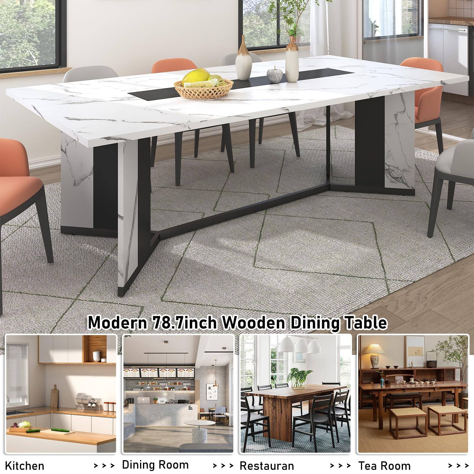 Modern 78.7inch Wooden Dining Table

Kitchen  
Dining Room  
Restauran  
Tea Room