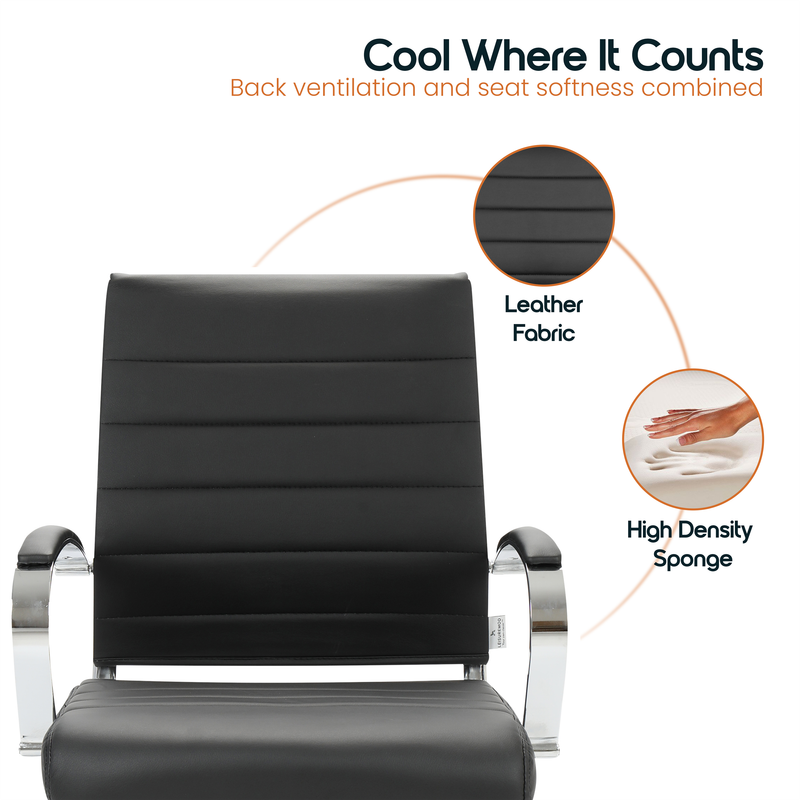Cool Where It Counts  
Back ventilation and seat softness combined  
Leather Fabric  
High Density Sponge