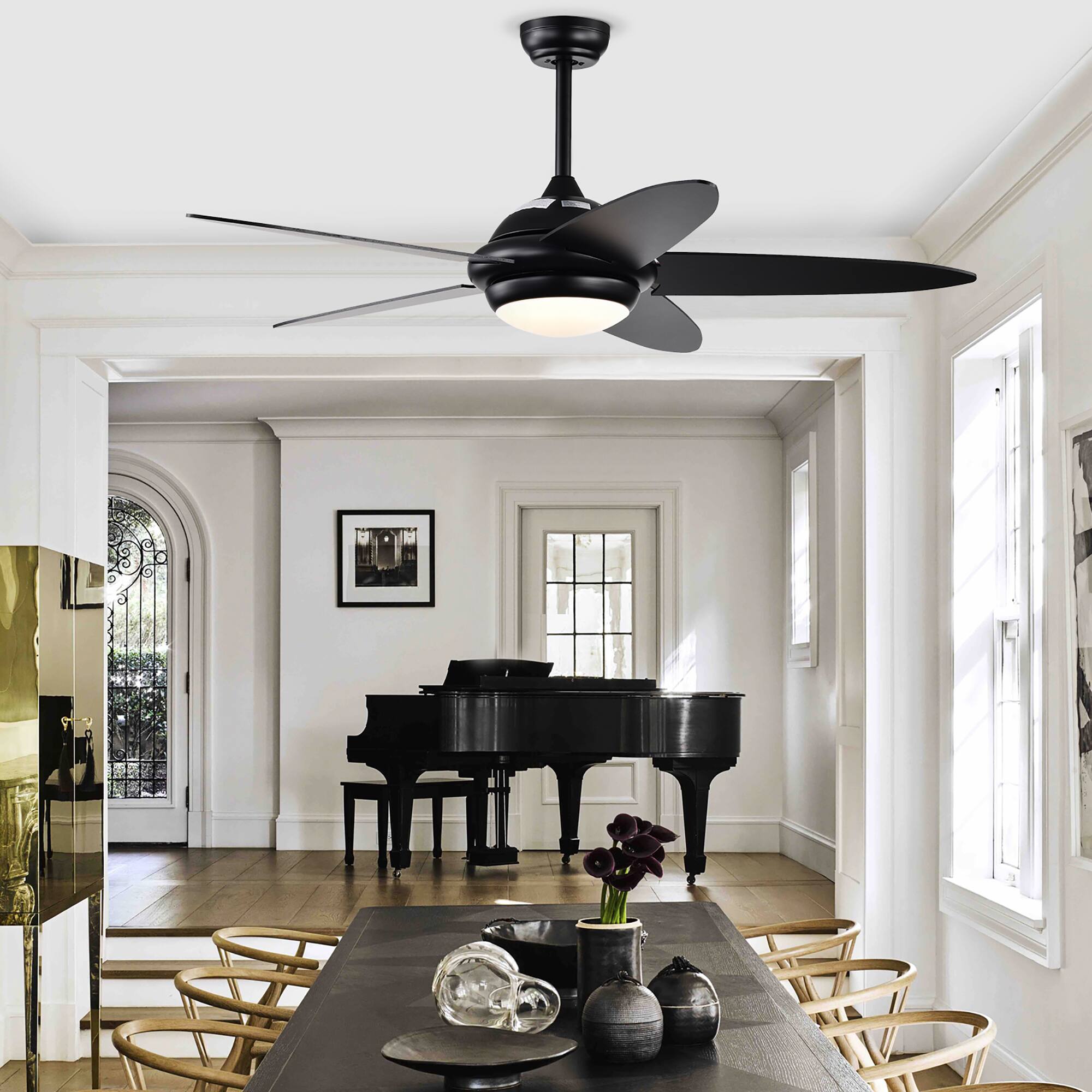Alt View 2. Costway - Costway 52'' Ceiling Fan with LED Lights & Remote Control 1/2/4/8H Timer & 3 Fan Speeds - Black.