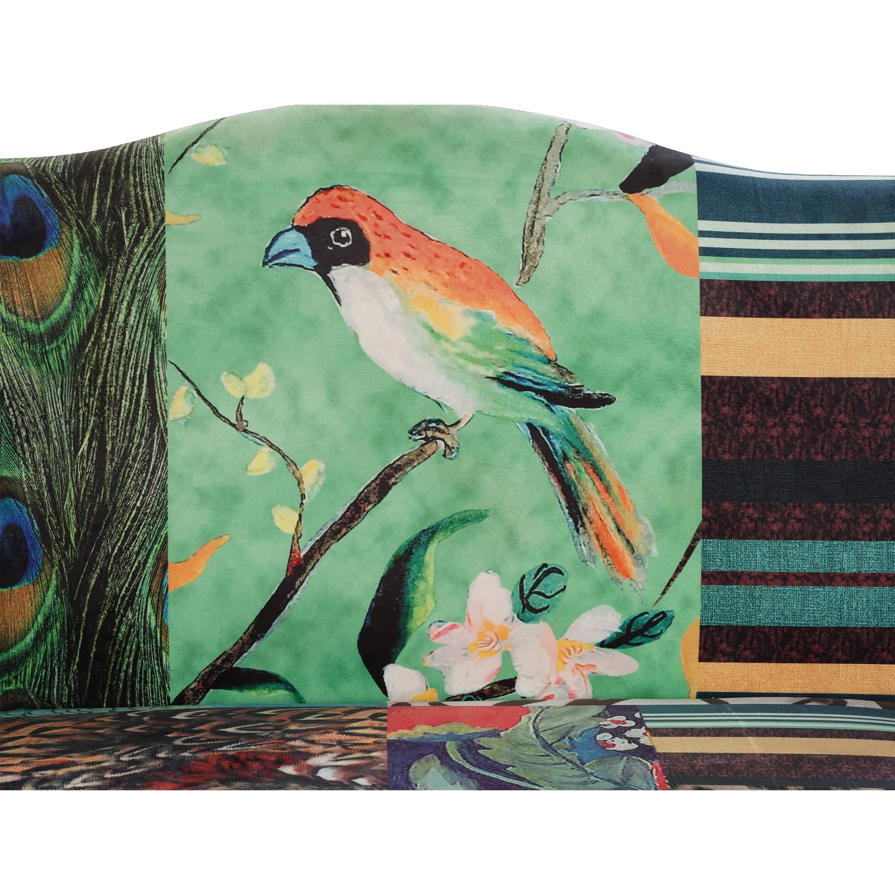 Alt View 1. Manhattan Lane - Vesta Bird Collage Print Settee - Multicolor.
