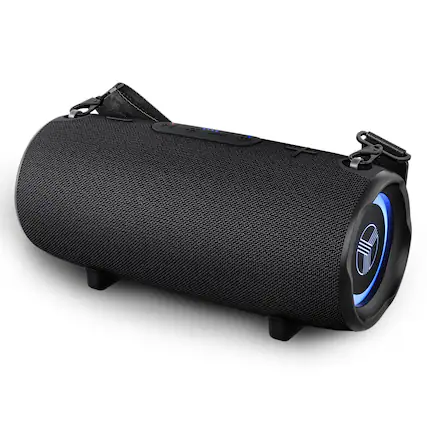 Front. TREBLAB - HD-Max Ultra Loud Wireless Speaker - 60W Stereo Sound with Deep Bass, 20H Playtime, Powerbank, Waterproof, Bluetooth 5.3 - Black.