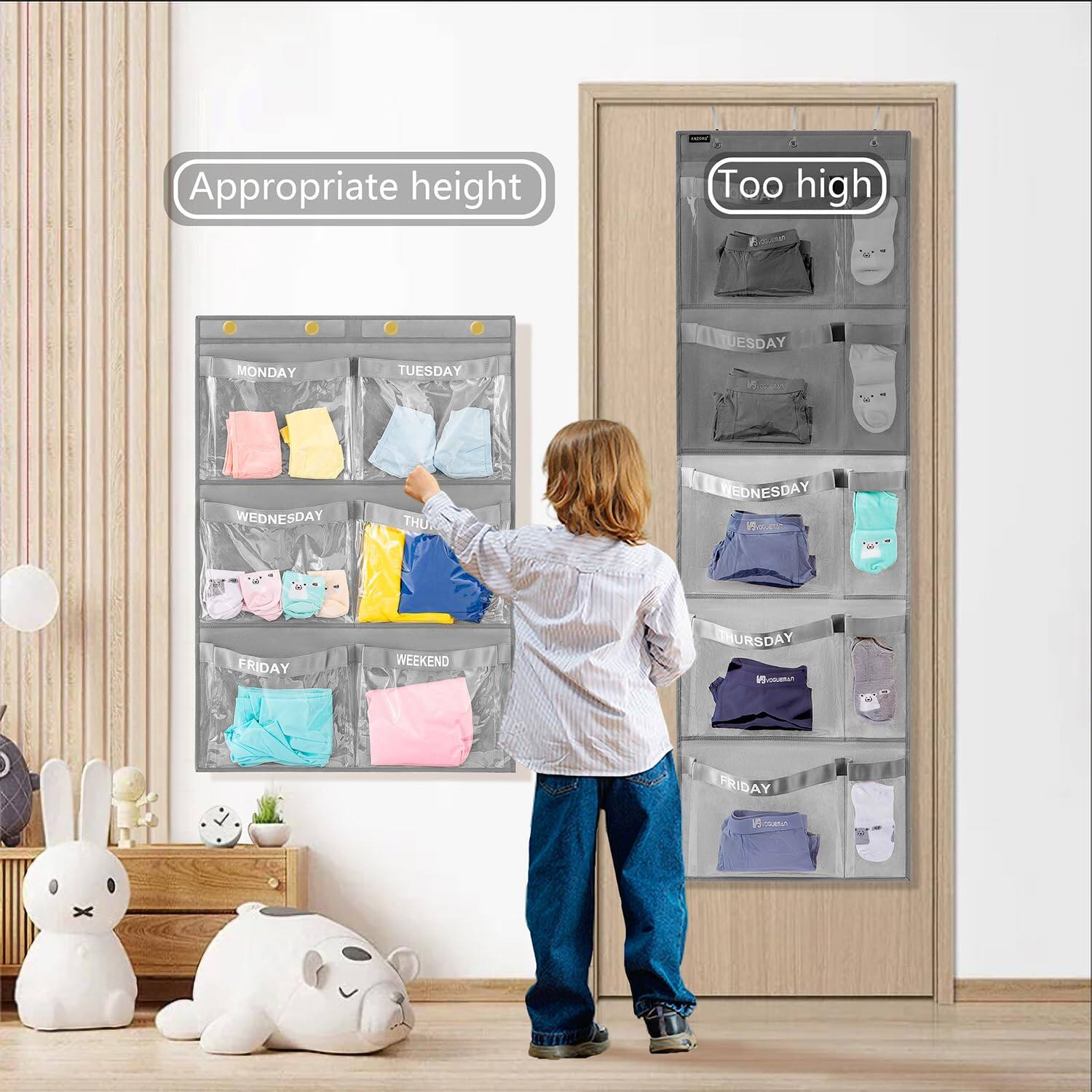 Appropriate height  
MONDAY TUESDAY WEDNESDAY THURSDAY FRIDAY WEEKEND  

Too high  
MONDAY TUESDAY WEDNESDAY THURSDAY FRIDAY