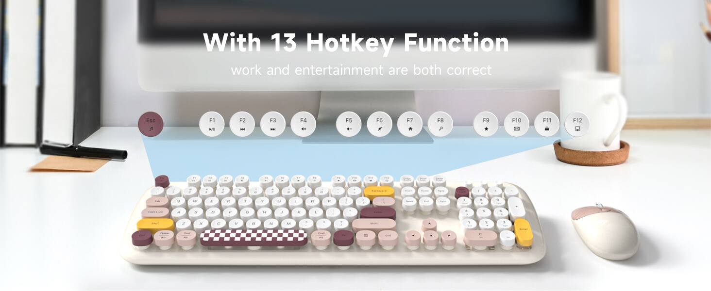 With 13 Hotkey Function  
work and entertainment are both correct  

Esc F1 F2 F3 F4 F5 F6 F7 F8 F9 F10 F11 F12