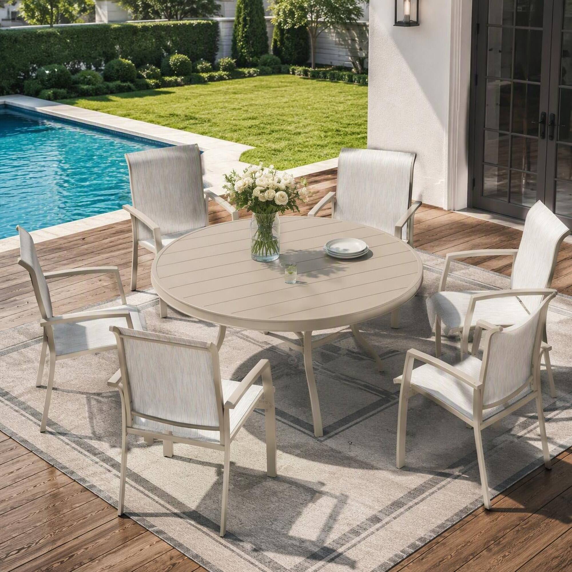 Angle. RYHNUYNE - Round Mosaic Outdoor Side Table with Ceramic Top,Outdoor End Table for Patio Balcony Garden - White+Blue.