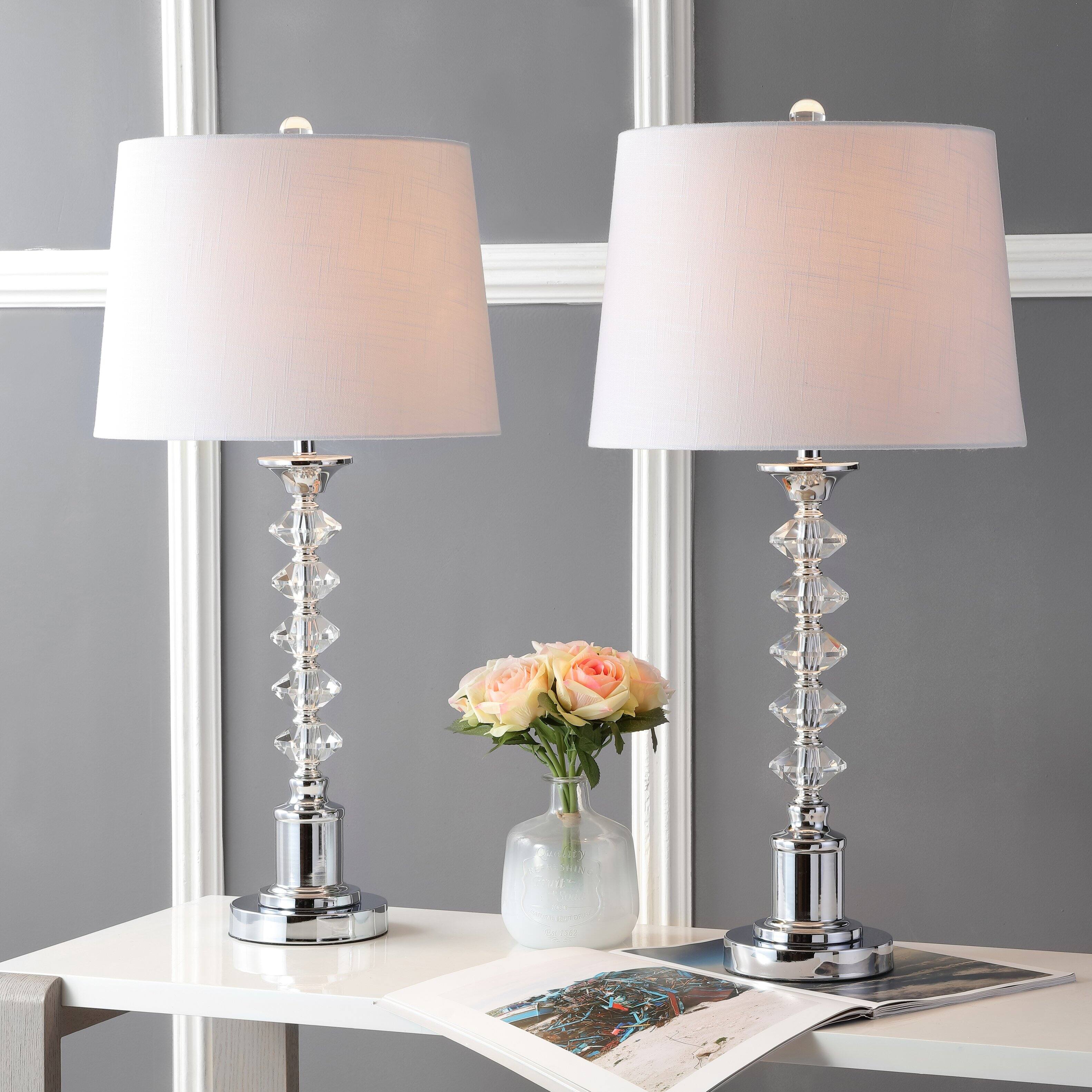 Alt View 1. Jonathan Y - Kinsley 28" Crystal LED Table Lamp, Clear/Chrome (Set of 2) - Clear.