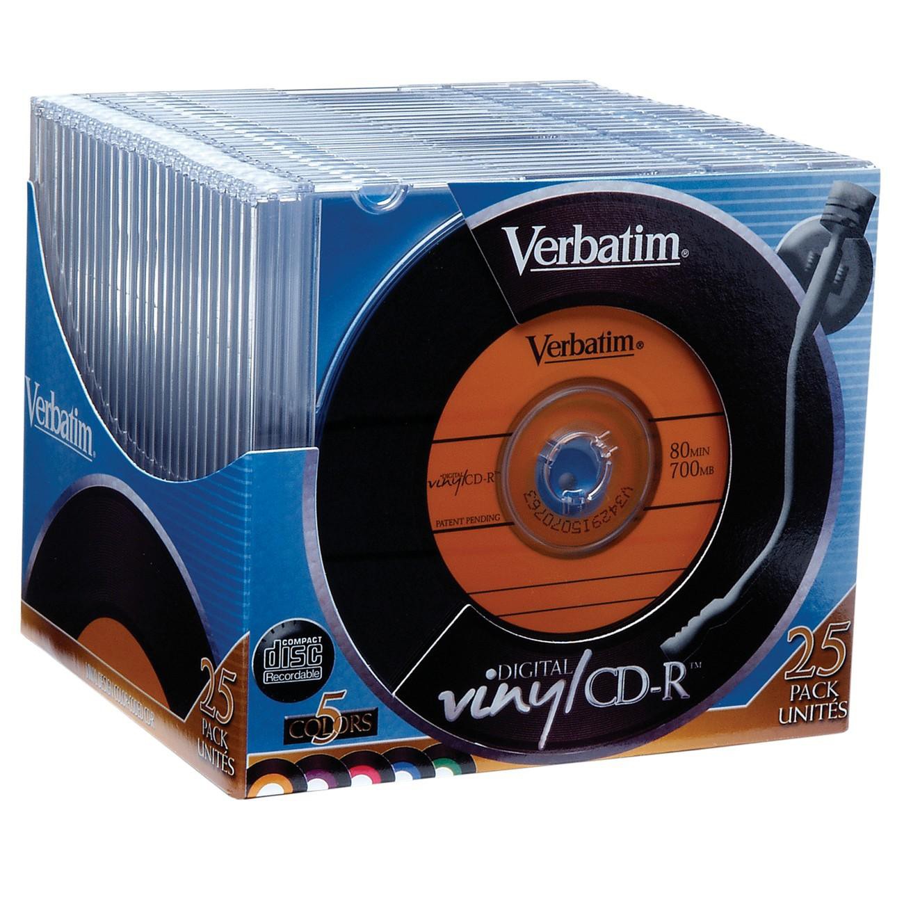 Best Buy: Verbatim Digital Vinyl CD Recordable CD-R 52x 700 25 Pack Case 94588