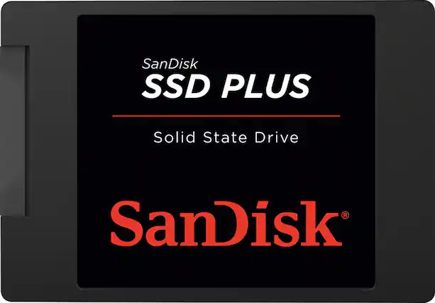 Front. SanDisk - 480GB Internal SATA Solid State Drive Plus - Black.