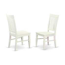 East West Furniture - Weston Dining Wood Seat Dining Chair with Slatted Back in Finish - Linen White