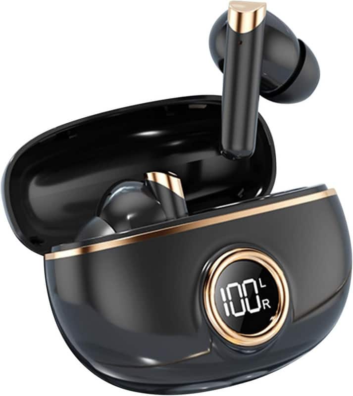 SKRAN - In-Ear Wireless Bluetooth Earbuds - Noise Cancelling , Battery Display, Clear Call, for Office, Commute - Black