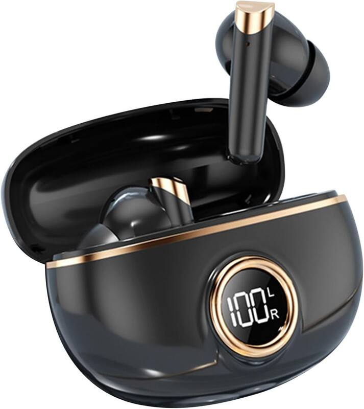 Front. RISOKEYS - Bluetooth Earphones, Wireless Bluetooth Earbuds,with Noise Reduction and LED Power Display, for Outdoors, Travel,Black.