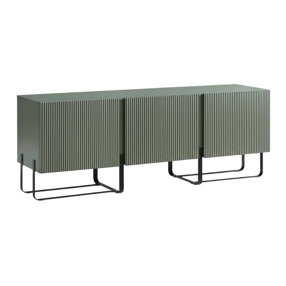 Alt View 3. Starlight Canyon Home - Modern wood TV stand with 3 cabinets for living rooms - Orange.