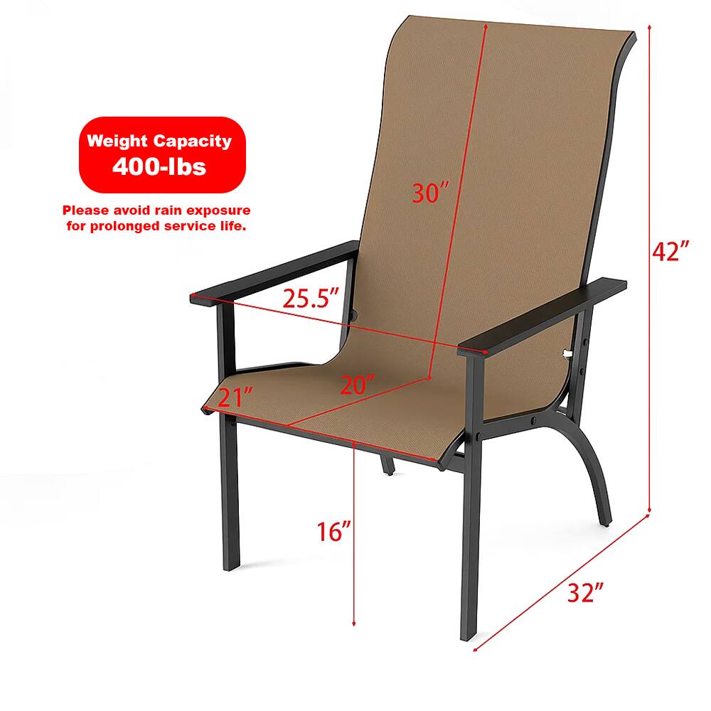 Left. Hivvago - Outdoor Metal Frame Adirondack Chair with Tall Backrest for Garden or Porch - Coffee.