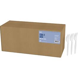 Perk - Polystyrene Fork, Medium-Weight, 1000/Pack - White