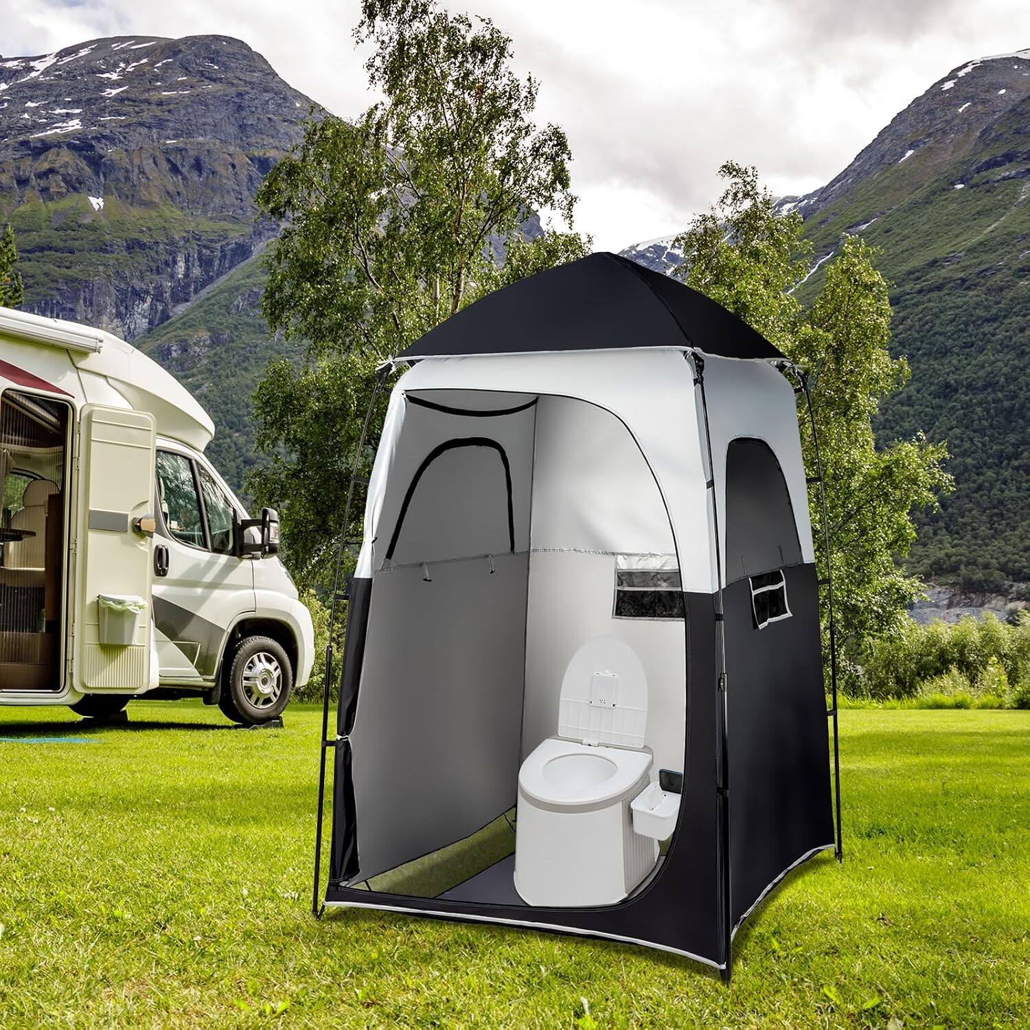 Alt View 6. Winado - 6.7FT Camping Pop Up Tent Instant Portable Shower Dressing Fitting Tent Privacy Toilet Changing Room for Outdoor Camping - Black.