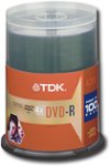 Front Standard. TDK - 100-Pack 4x DVD-R Disc Spindle.