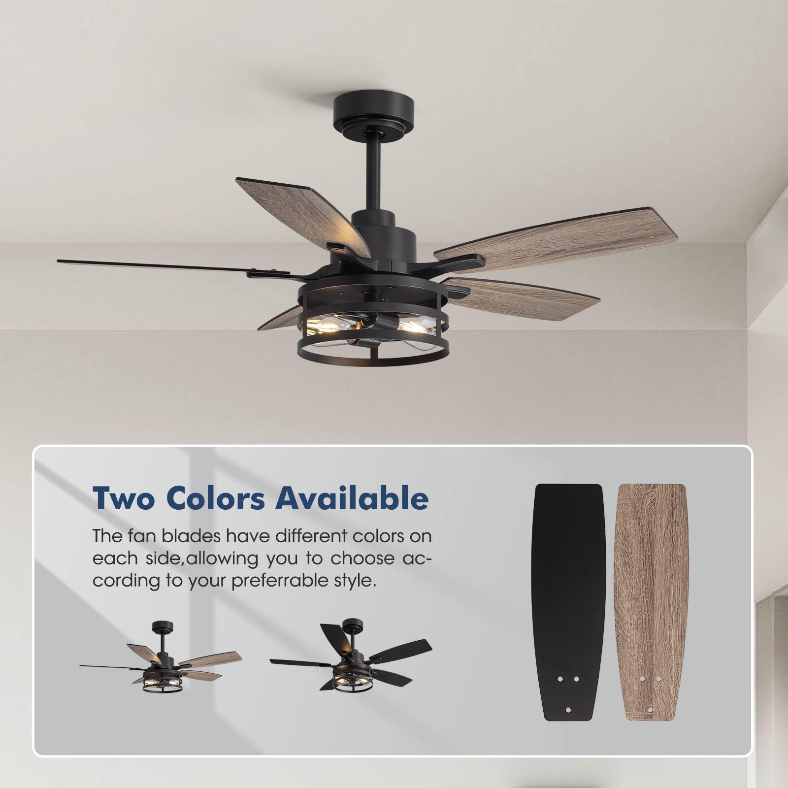 Two Colors Available

The fan blades have different colors on each side, allowing you to choose according to your preferable style.